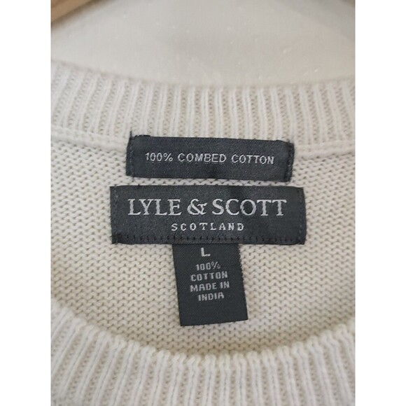 Lyle & Scott Argyle Pullover Sweater Mens Size Large Combed Cotton V Neck Golf - Picture 7 of 9